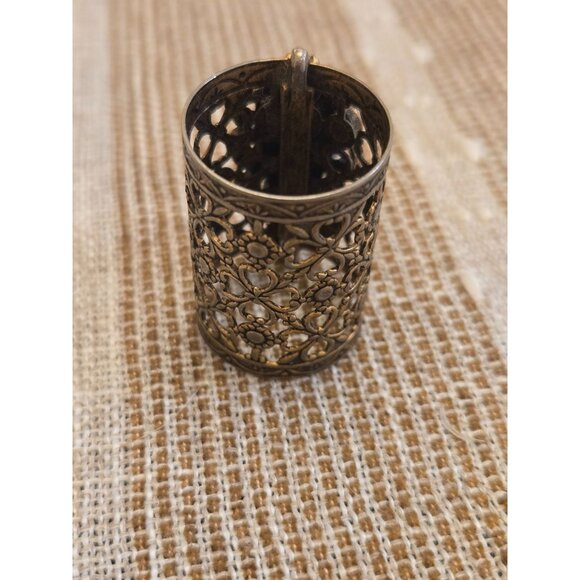 Vintage Filigree Tribal Mask Convertible Ring or Scarf Slide Ornate Statement Et - Picture 6 of 8